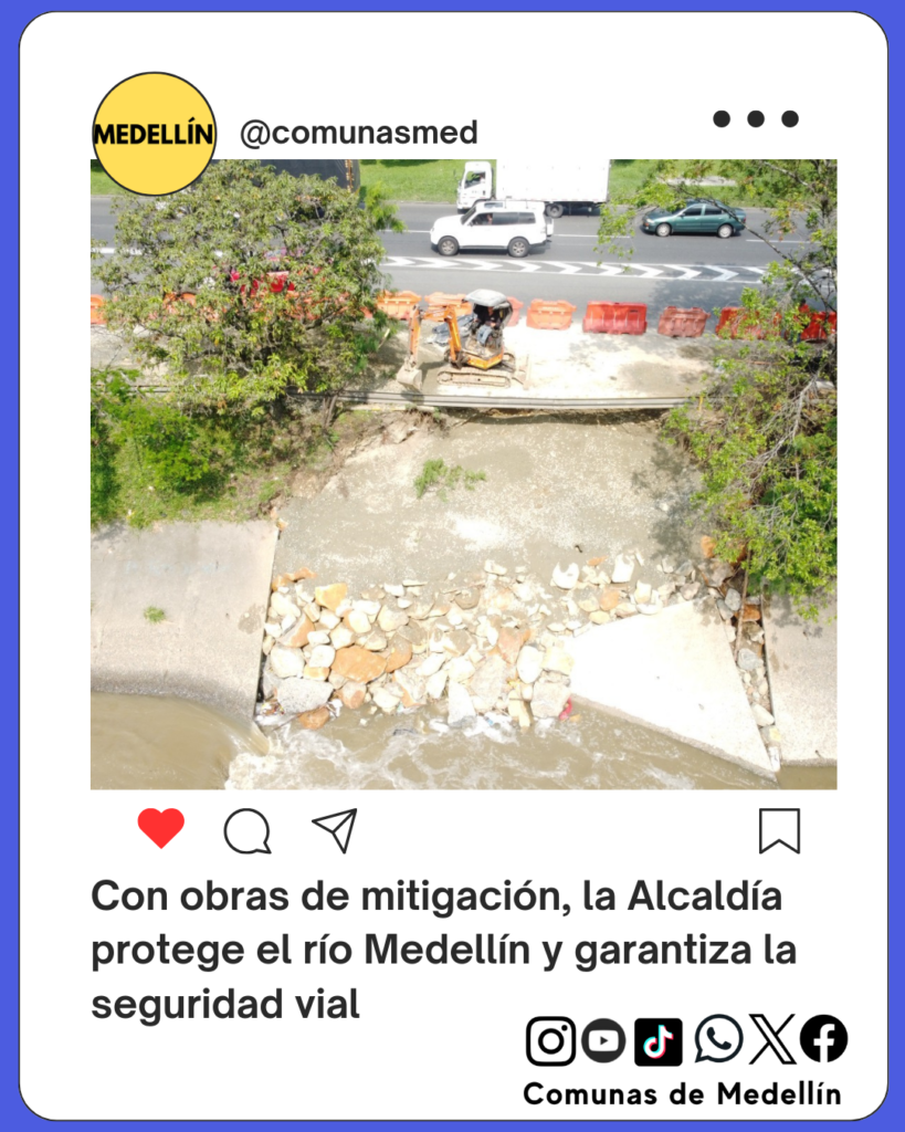Obras de mitigación en el rio de Medellin